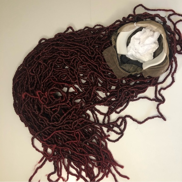 40” Full Lace Front Wig With Baby Hair Synthetic Locs Braid Wigs burgundy color - Picture 5 of 7